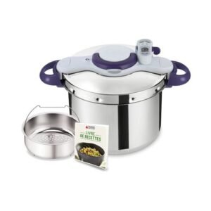 Seb Cocotte Minute - Autocuiseur Avec Minuterie 2 En 1 En Inox 6L - Gris