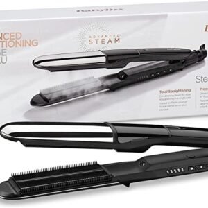 715aMzQgCML._AC_SY450_ BaByliss ST495E Lisseur Vapeur en Métal pur 2 en 1, Fonction vapeur, Céramique Diamantée, 5 Sélections de Température de 150°C à 230°C, Chauffe en 15 sec, Noir, 39 x 110 mm