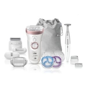 1 (8) Braun Épilateur Silk-Épil 9 Skinspa Se9/980 Wet & Dry + 8 Accessoires - Or Rose