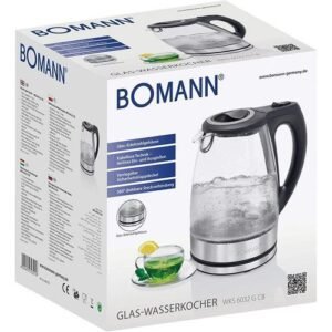 Bomann Bouilloire Electrique En Verre 1,7 L 2200W - Wks 6032 G Cb Blanc/Inox