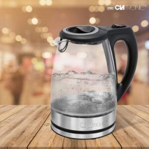 Clatronic Bouilloire Electrique En Verre 1,7 L- 2200 W- Wks-3744-Blanc-Inox