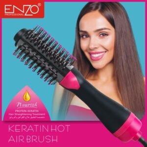 Brosse soufflante ENZO Keratin Hot Air Brush EN-4118 noir et rose