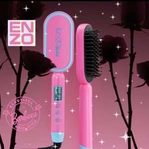 Brosse lissante chauffante ENZO ADVANCED STRAIGHT HAIR COMB Barbie Edition EN-4102B rose