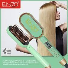Brosse lissante chauffante ENZO ADVANCED STRAIGHT HAIR COMB EN-4102 verte