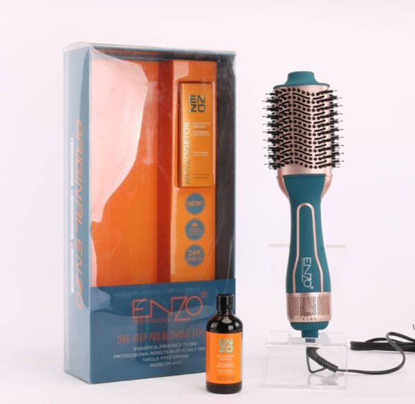 Brosse soufflante ENZO One-Step Pro Blowout Styler 24K GOLD avec huile de MOLUOGEY pour cheveux