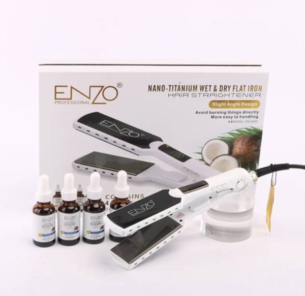Lisseur ENZO NANO-TITANIUM avec 4 flacons de sérum à l'huile de Coco EN-5050