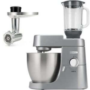 1 (4) Kenwood Pétrin Chef Xl 6,7L Blender + Hachoir Métal - Argent