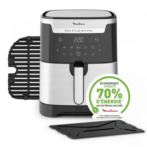 4 (9) Friteuse sans huile Moulinex Easy Fry & Grill XXL : Doublez le plaisir, divisez les calories !