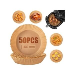 Lot de 50 Pieces Papier Cuisson Pour Air Fryer Prédécoupé en Forme Ronde 16Cm