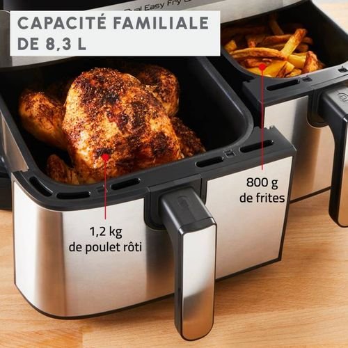 6 Moulinex Friteuse sans Huile A AIR DUAL EASY FRY & GRILL 8,3 L en acier inoxydable 2 Panier