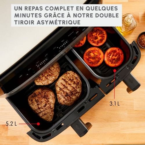 7 Moulinex Friteuse sans Huile A AIR DUAL EASY FRY & GRILL 8,3 L en acier inoxydable 2 Panier