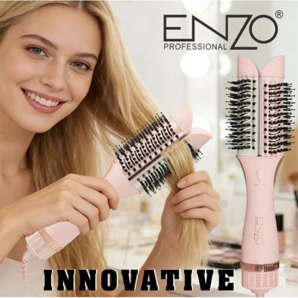 Enzo PROFESSIONAL Brosse Soufflante à air chaud Rotative pour tout type de cheveux