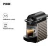 Machine à Café Nespresso Krups Pixie Titane Cafetière Dosettes YY4127FD