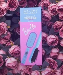 Brosse lissante chauffante ENZO ADVANCED STRAIGHT HAIR COMB Barbie Edition EN-4102B bleue