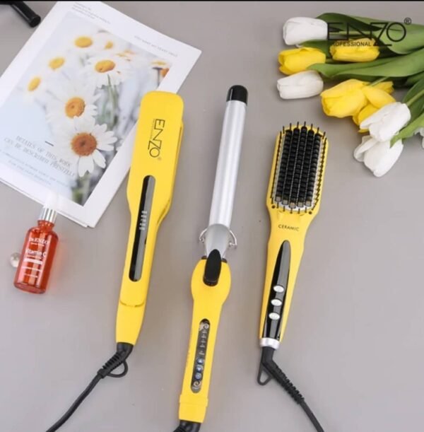 Coffret ENZO Triu 3en1 lisseur + boucleur + brosse lissante + sérum EN-3955W-P rose