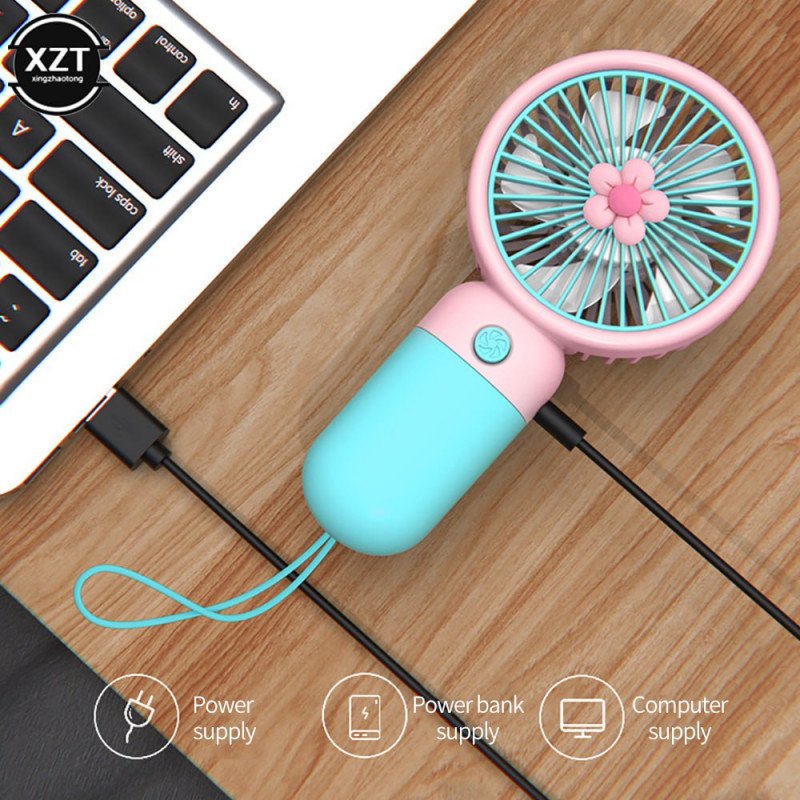 Mini Ventilateur à Main avec Batterie Rechargeable USB et Support