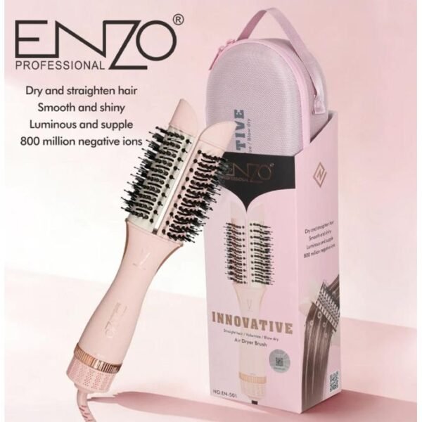 Enzo PROFESSIONAL Brosse Soufflante à air chaud Rotative pour tout type de cheveux